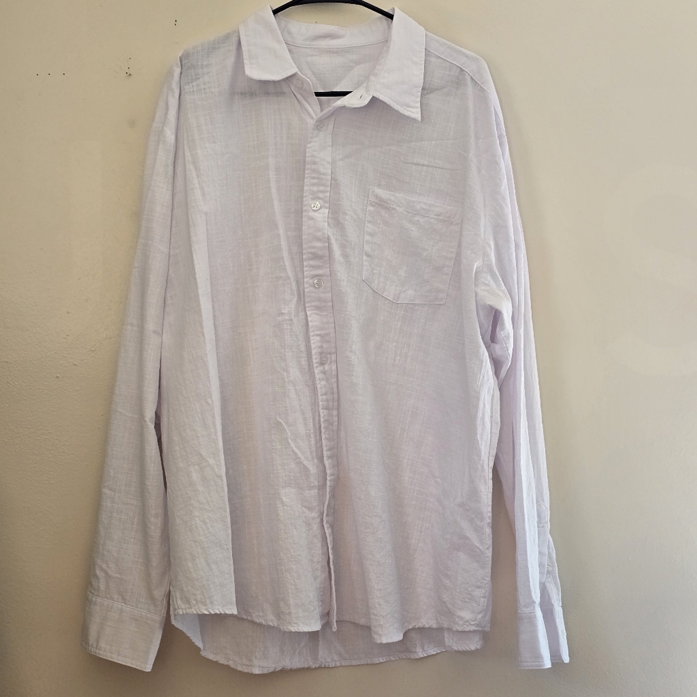 Men's 3X White Long-Sleeve Button-Up Shirt